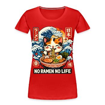 Ramen Katze Kanagawa - Frauen Premium Bio T-Shirt - Rot - Vorne - Mia (176cm)