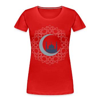 Art Islamique Mosquée Croissant Lune Élégant - T-shirt bio Premium Femme - rouge - Devant - Mia (176cm)