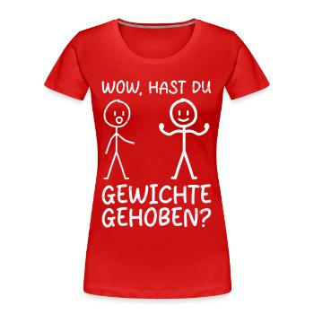 Stick Figure AVEZ-VOUS SOULEVÉ DES POIDS DRÔLE - T-shirt bio Premium Femme - rouge - Devant - Mia (176cm)