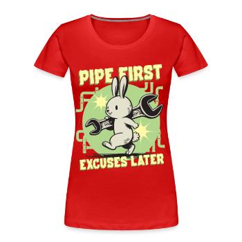 Pipelayer Pipe Builder Pipe First - Women's Premium Organic T-Shirt - red - Front - Mia (176cm)