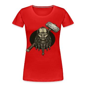 Légende viking viking marin Odin Raven Fighter - T-shirt bio Premium Femme - rouge - Devant - Mia (176cm)