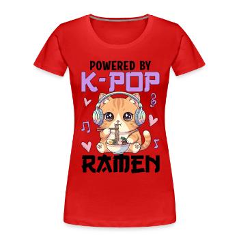Powered By K-Pop Ramen - Women's Premium Organic T-Shirt - red - Front - Mia (176cm)