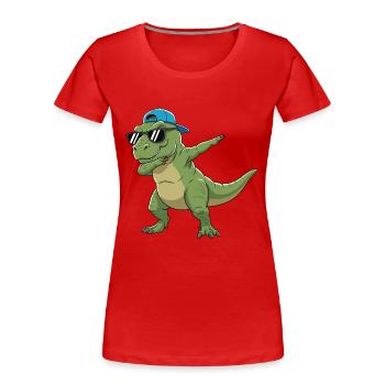 Dessin animé de lunettes T-Rex à appliquer à la perfection - T-shirt bio Premium Femme - rouge - Devant - Mia (176cm)