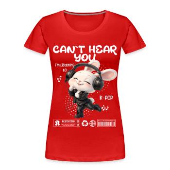 Un lapin K-Pop avec des écouteurs - T-shirt bio Premium Femme - rouge - Devant - Mia (176cm)