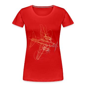 Retro Flugzeug Zeichnung - Frauen Premium Bio T-Shirt - Rot - Vorne - Mia (176cm)