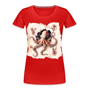 Pieuvre - T-shirt bio Premium Femme - rouge - Devant - Mia (176cm)