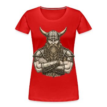 Légende viking viking marin Odin Raven Fighter - T-shirt bio Premium Femme - rouge - Devant - Mia (176cm)