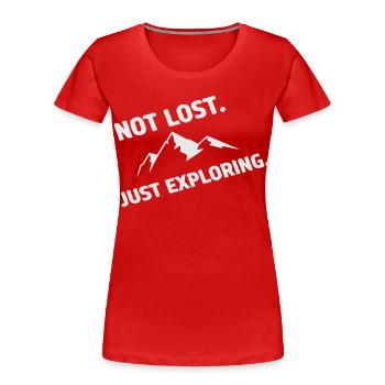 Randonnée Montagnes Randonnée Randonneurs Nature en plein air Forêt - T-shirt bio Premium Femme - rouge - Devant - Mia (176cm)