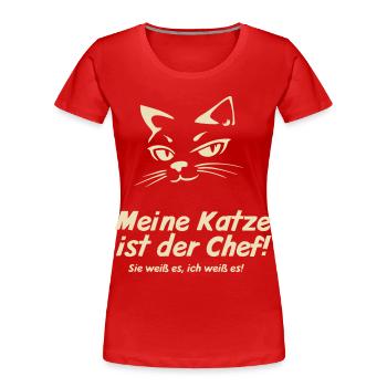 Meine Katze ist der Chef  - Women's Premium Organic T-Shirt - red - Front - Mia (176cm)