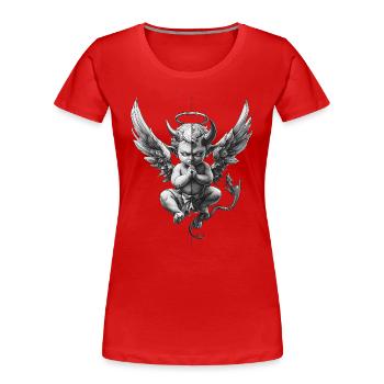 Engel und Teufel: Schwarzweiß - Frauen Premium Bio T-Shirt - Rot - Vorne - Mia (176cm)