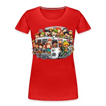 Bunt besetzte Bus Szene - Frauen Premium Bio T-Shirt - Rot - Vorne - Mia (176cm)