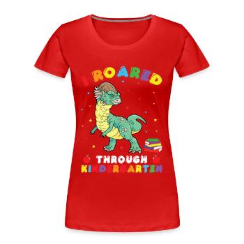  Kindergarten Outfit Dinosaur Costume - Women's Premium Organic T-Shirt - red - Front - Mia (176cm)