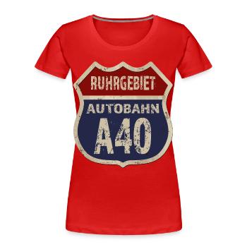 A40 - Ruhr area - Women's Premium Organic T-Shirt - red - Front - Mia (176cm)