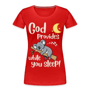 Jesus - Koala - God provides - christliches -Faith - Frauen Premium Bio T-Shirt - Rot - Vorne - Mia (176cm)