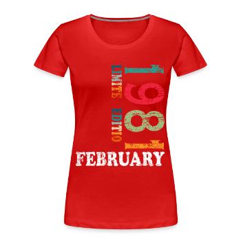 45th Birthday February 1981 Vintage Vintage - Women's Premium Organic T-Shirt - red - Front - Mia (176cm)