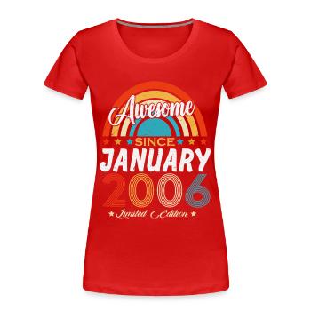 January 2006 Vintage Born Birthday Retro - Women's Premium Organic T-Shirt - red - Front - Mia (176cm)
