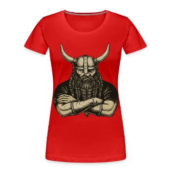 Légende viking viking marin Odin Raven Fighter - T-shirt bio Premium Femme - rouge - Devant - Mia (176cm)