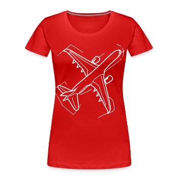 Flugzeug Zeichnung - Frauen Premium Bio T-Shirt - Rot - Vorne - Mia (176cm)