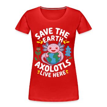 Axolotl Save The Earth - Women's Premium Organic T-Shirt - red - Front - Mia (176cm)