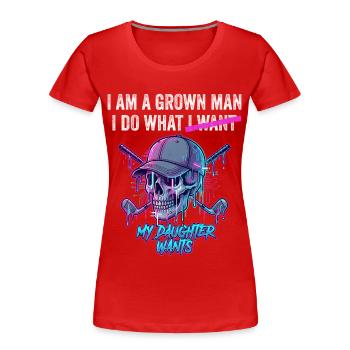 Homme adulte Faites ce que je veux Crâne néon Fête des pères - T-shirt bio Premium Femme - rouge - Devant - Mia (176cm)