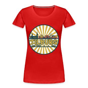 Badge Retro Sunset de la Skyline de la ville de Tilburg - T-shirt bio Premium Femme - rouge - Devant - Mia (176cm)