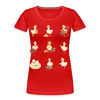 Lustige Häkelenten, Häkelliebhaber, Garnliebhaber - Frauen Premium Bio T-Shirt - Rot - Vorne - Mia (176cm)