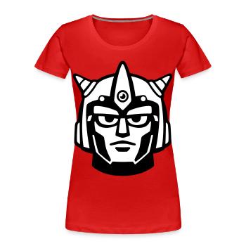 Doomforge Roboter Gesichtshelm - Frauen Premium Bio T-Shirt - Rot - Vorne - Mia (176cm)