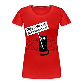 Liberté pour le chat Schrödinger – Chemise d’humour de nerd - T-shirt bio Premium Femme - rouge - Devant - Mia (176cm)