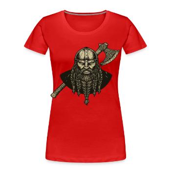 Légende viking viking marin Odin Raven Fighter - T-shirt bio Premium Femme - rouge - Devant - Mia (176cm)