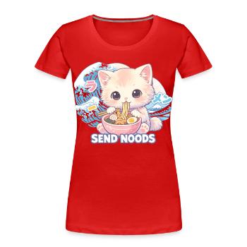 Ramen Katze Kanagawa - Frauen Premium Bio T-Shirt - Rot - Vorne - Mia (176cm)