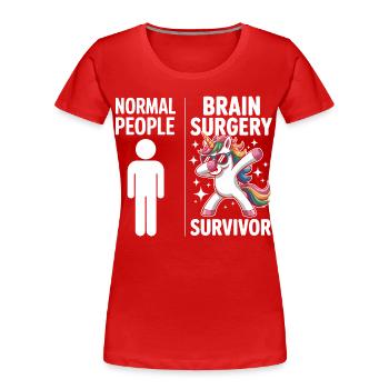 Einhorn Überlebender Gehirn-OP - Frauen Premium Bio T-Shirt - Rot - Vorne - Mia (176cm)