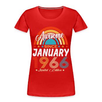 Vintage janvier 1966 Vintage Rétro Anniversaire - T-shirt bio Premium Femme - rouge - Devant - Mia (176cm)