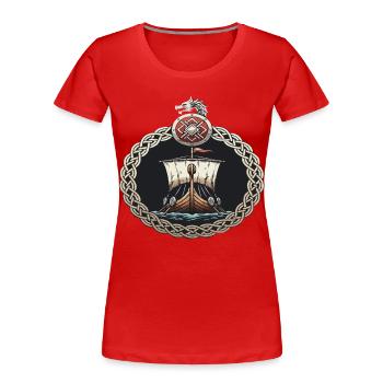 Wikinger Viking Legende Seemann Odin Rabe Kämpfer - Frauen Premium Bio T-Shirt - Rot - Vorne - Mia (176cm)
