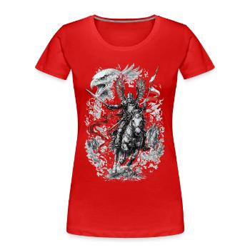 Polnischer Geflügelter Husarenkampfgeist - Frauen Premium Bio T-Shirt - Rot - Vorne - Mia (176cm)