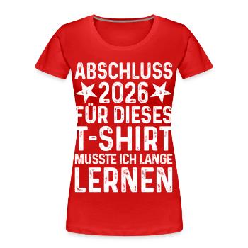 T-shirt de remise des diplômes 2026 - T-shirt bio Premium Femme - rouge - Devant - Mia (176cm)