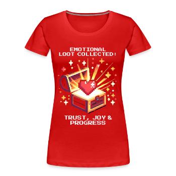Emotional Loot | Progress in Social Work - Women's Premium Organic T-Shirt - red - Front - Mia (176cm)