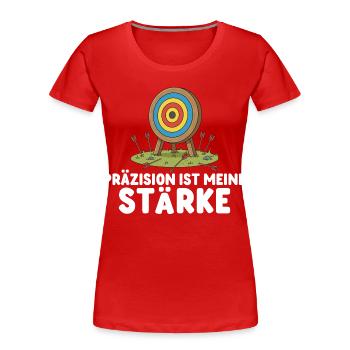 Präzision ist meine Stärke - Bogenschießen - Frauen Premium Bio T-Shirt - Rot - Vorne - Mia (176cm)