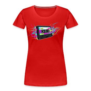 Retro Kassette 80er 90er Musik - Frauen Premium Bio T-Shirt - Rot - Vorne - Mia (176cm)