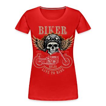 Biker Rules - Since 1992 - Live to Ride - Frauen Premium Bio T-Shirt - Rot - Vorne - Mia (176cm)