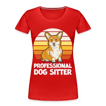 Corgi Professional Dog Sitter Retro - Women's Premium Organic T-Shirt - red - Front - Mia (176cm)
