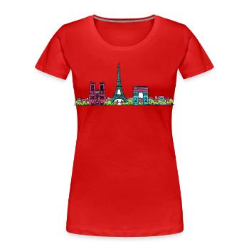 Paris City Skyline Eiffel Tower Modern Line Art - Women's Premium Organic T-Shirt - red - Front - Mia (176cm)