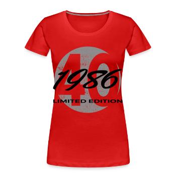 40e anniversaire 1986 cadeau pour hommes et femmes - T-shirt bio Premium Femme - rouge - Devant - Mia (176cm)