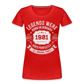 Millésime 1981 Anniversaire 1981 Limited Edition - T-shirt bio Premium Femme - rouge - Devant - Mia (176cm)