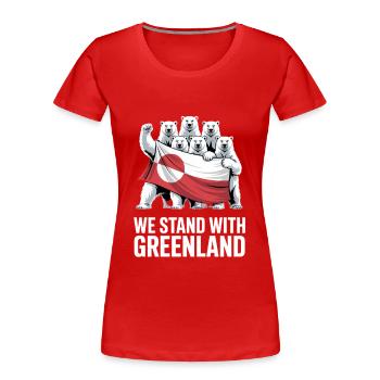 Nous soutenons le Groenland Faites disparaître l’Amérique - T-shirt bio Premium Femme - rouge - Devant - Mia (176cm)