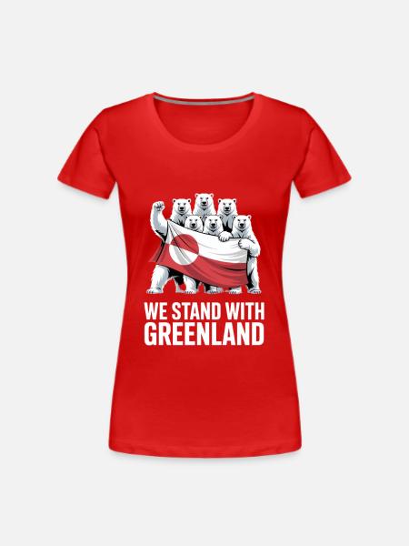We stand with Greenland Make america go away - Dame Premium T-shirt af økologisk bomuld - rød