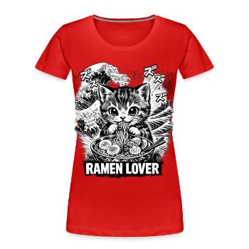 Ramen - T-shirt bio Premium Femme - rouge - Devant - Mia (176cm)