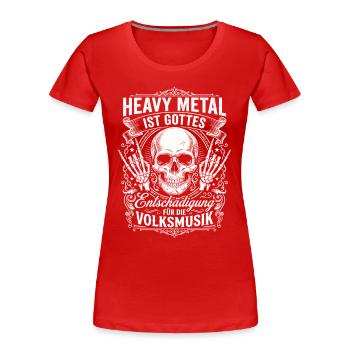Heavy Metal God’s Compensation Design de la musique folk - T-shirt bio Premium Femme - rouge - Devant - Mia (176cm)