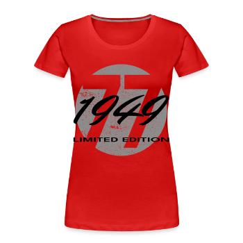 77e anniversaire 1949 cadeau pour hommes et femmes - T-shirt bio Premium Femme - rouge - Devant - Mia (176cm)