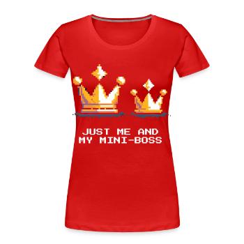 Nur ich & mein Miniboss | Papa Kind - Frauen Premium Bio T-Shirt - Rot - Vorne - Mia (176cm)