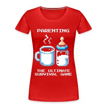 Parenting: Ultimatives Survival | Eltern - Frauen Premium Bio T-Shirt - Rot - Vorne - Mia (176cm)